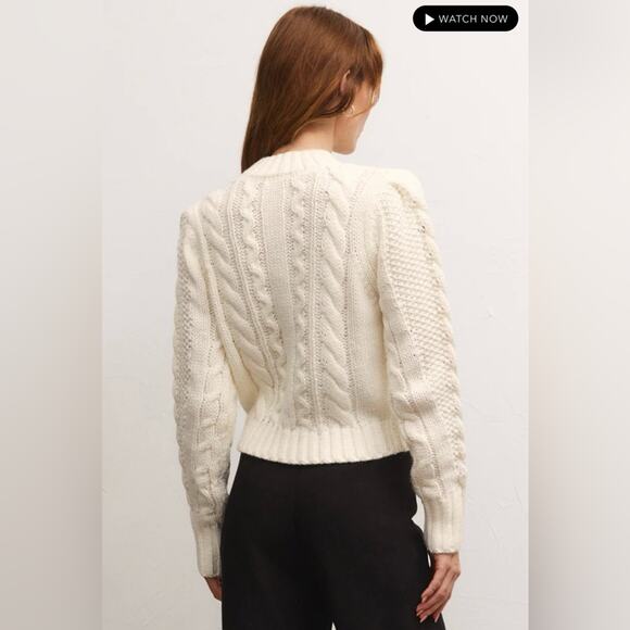 Z Supply Catya Mock Neck Cable Knit Sweater New Sandstone - Picture 4 of 5